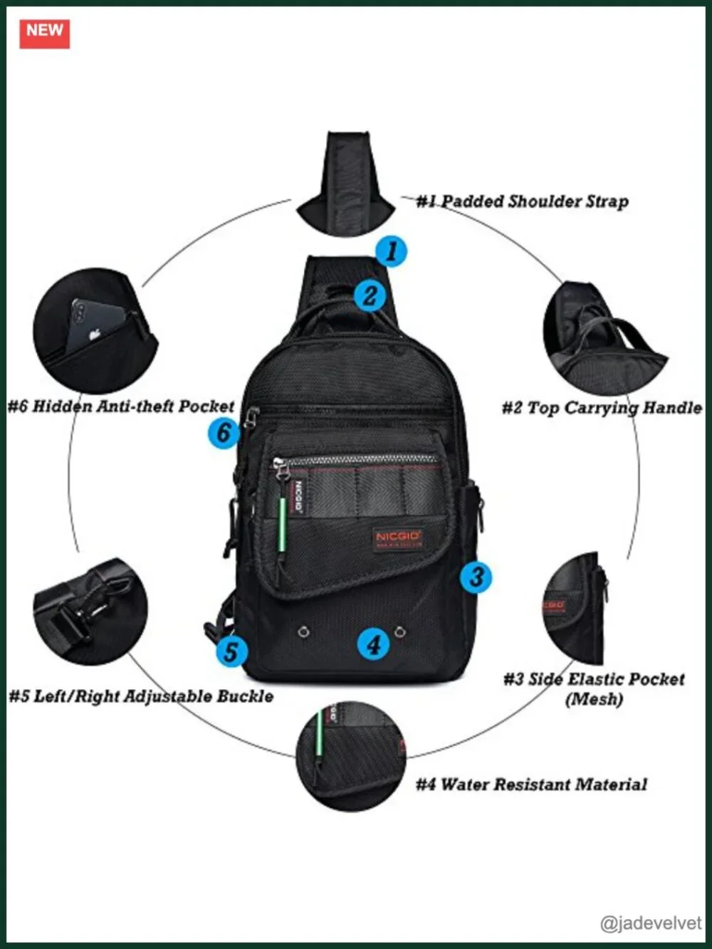 Sling Bag Crossbody Chest Backpack Travel Daypack Nylon